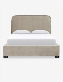 Bishop Platform Bed -Home Furni Shop BishopPlatformBed Oatmetal ToffeeVelvet Queen L04715132044 Product