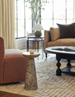 Killian Round Side Table -Home Furni Shop Lulu and Georgia LivingRoom1 Evergreen 0790 LIFESTYLE Site Crop Lifestyle aea0fb87 e050 49d7 9afb 492670c4d0d3