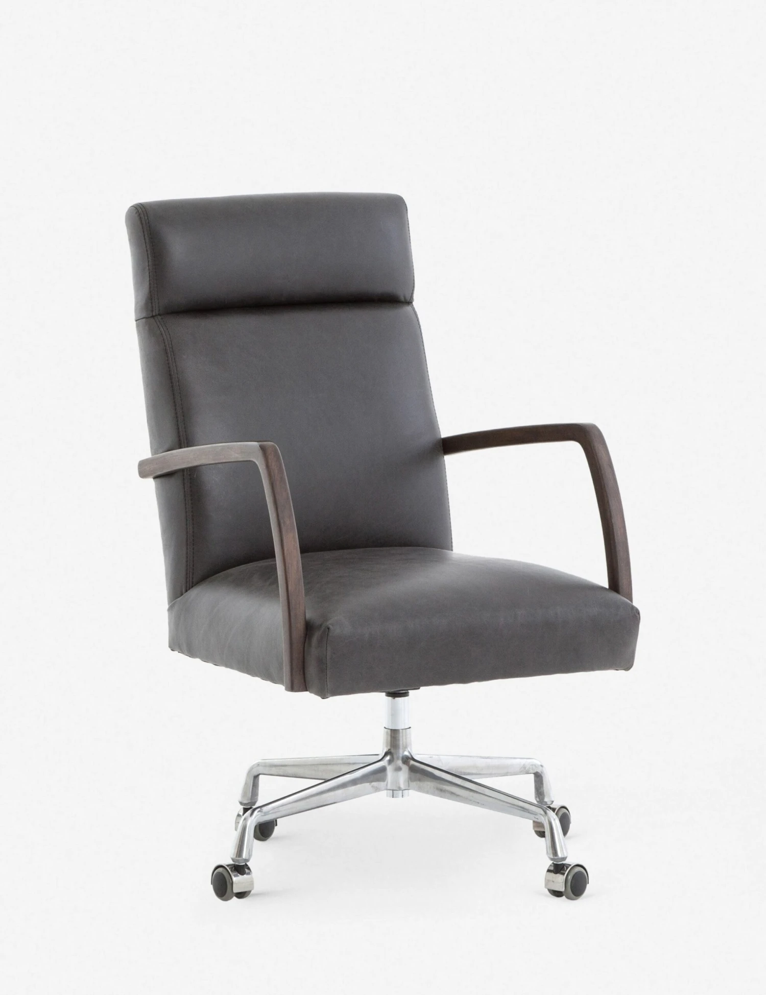 Camden Leather Office Chair, Ebony 3 Camden Leather Office Chair, Ebony - Image 3