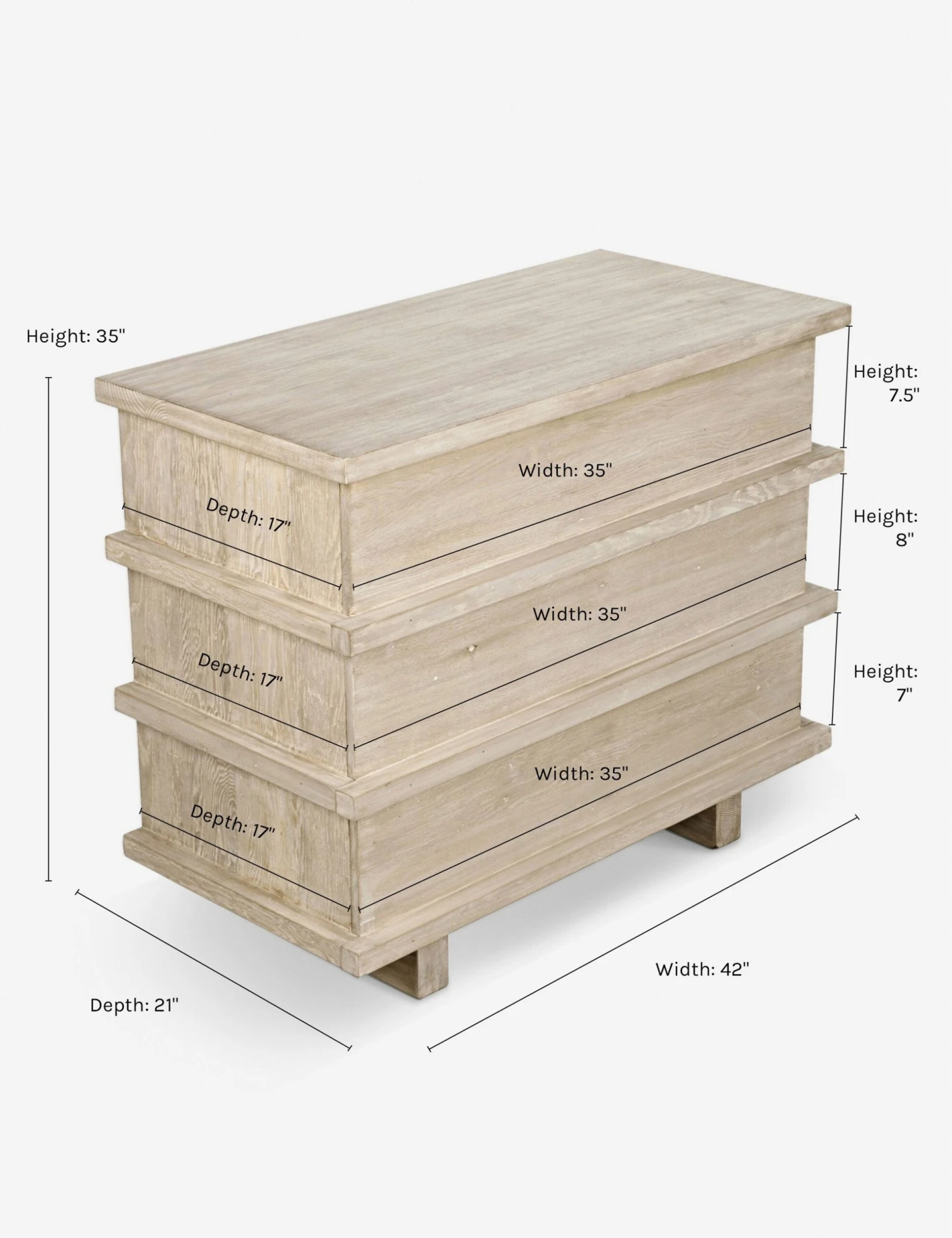 Corliss 3-Drawer Dresser, White Wash 8 Corliss 3-Drawer Dresser, White Wash - Image 8